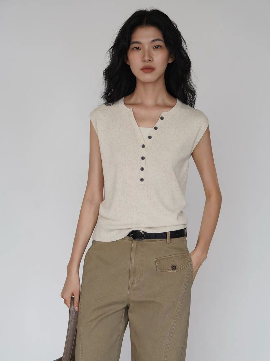 Kora Cleap Cap Sleeves Knit Top