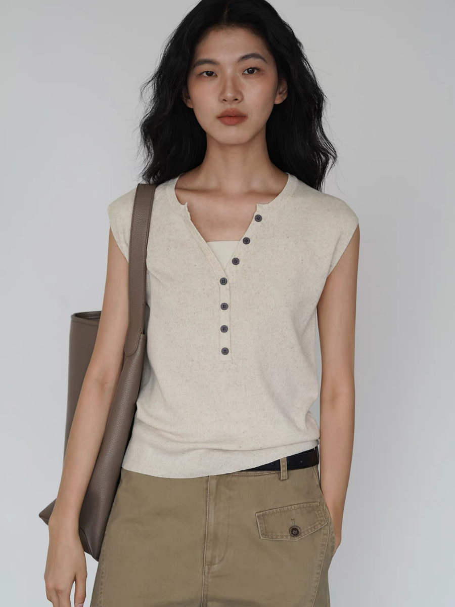 Kora Cleap Cap Sleeves Knit Top