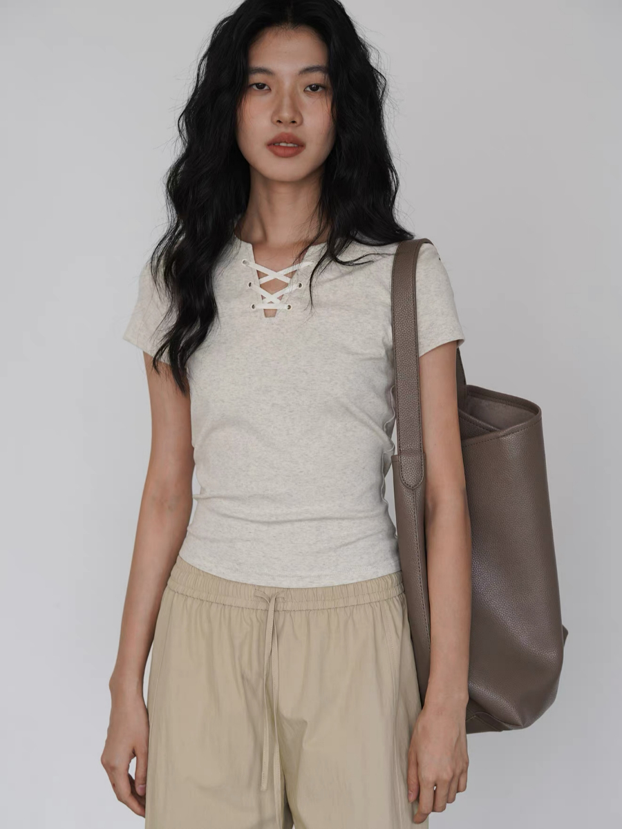 Kylian Notch Collar Tie Up Top