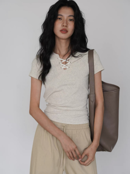 Kylian Notch Collar Tie Up Top