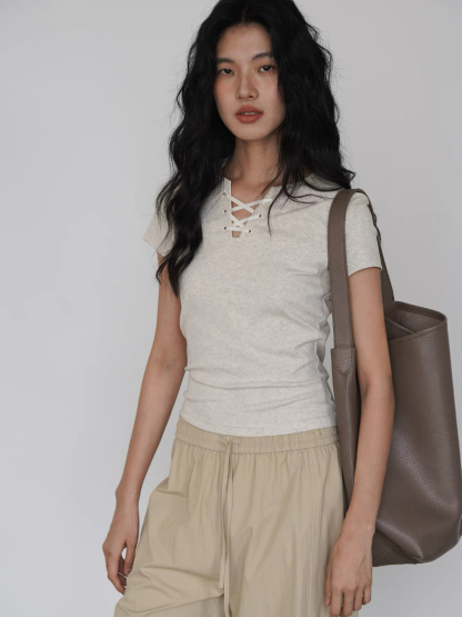Kylian Notch Collar Tie Up Top