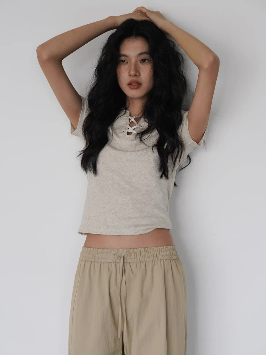 Kylian Notch Collar Tie Up Top