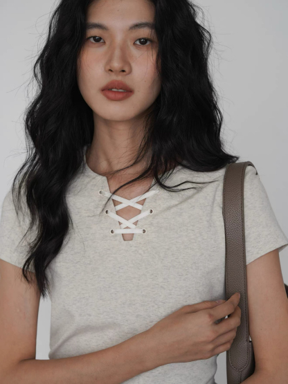 Kylian Notch Collar Tie Up Top