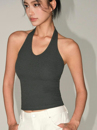 Mabel Halter Neck Knit Top-The Black Bow-
