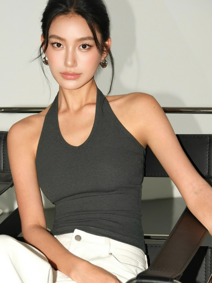 Mabel Halter Neck Knit Top-The Black Bow-