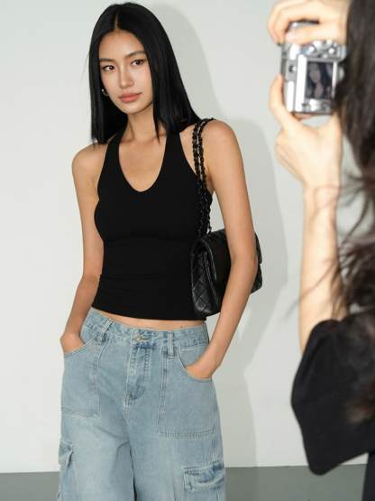 Mabel Halter Neck Knit Top-The Black Bow-