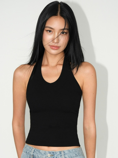Mabel Halter Neck Knit Top-The Black Bow-