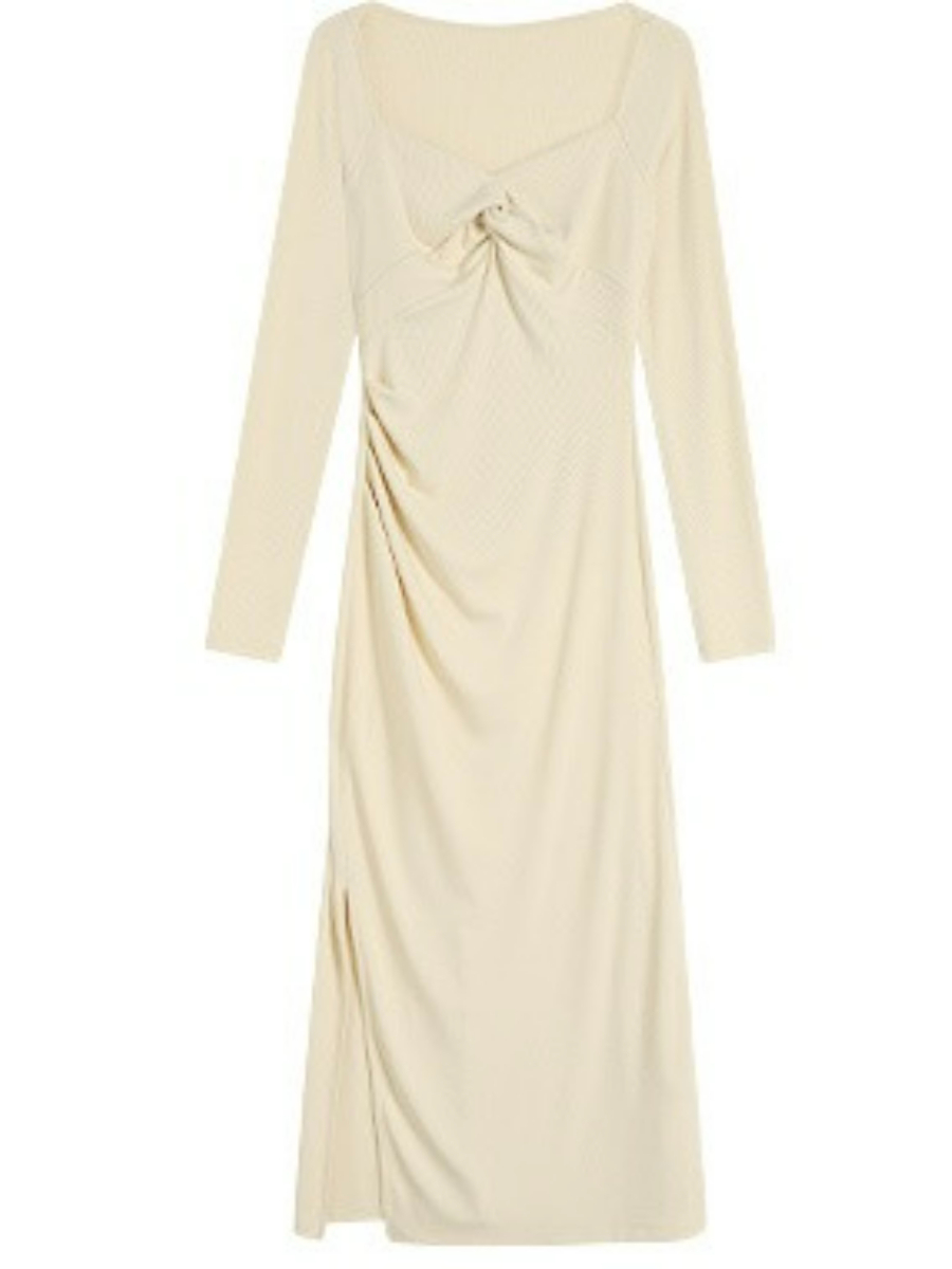 Jameson Front Knot Bodycon Knit Dress-The Black Bow-