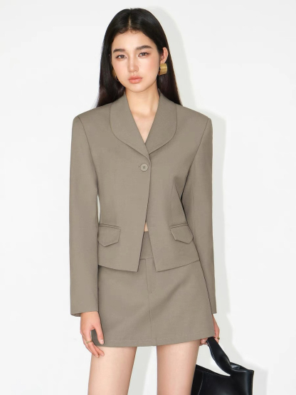 Kendall Single Button Short Blazer-The Black Bow-