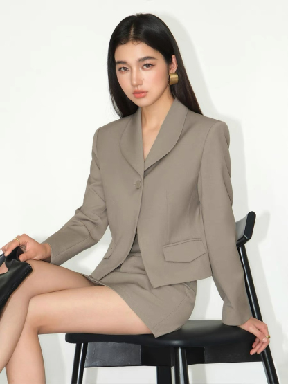 Kendall Single Button Short Blazer-The Black Bow-