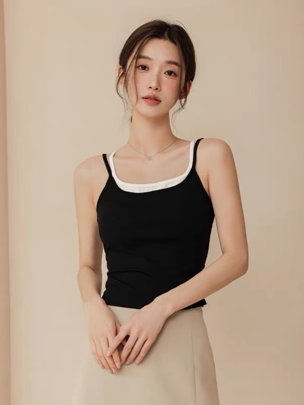 Leura Fake Two Pieces Strappy Padded Top