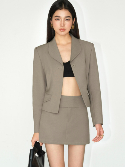 Kendall Single Button Short Blazer-The Black Bow-