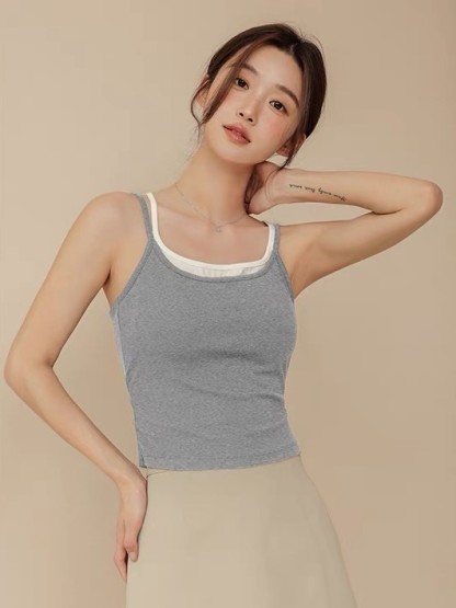 Leura Fake Two Pieces Strappy Padded Top