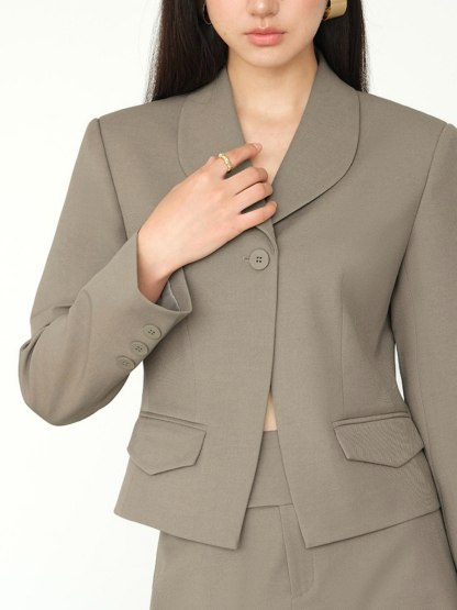 Kendall Single Button Short Blazer-The Black Bow-