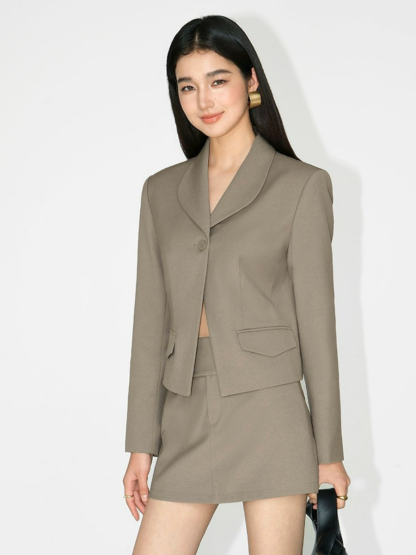 Kendall Single Button Short Blazer-The Black Bow-