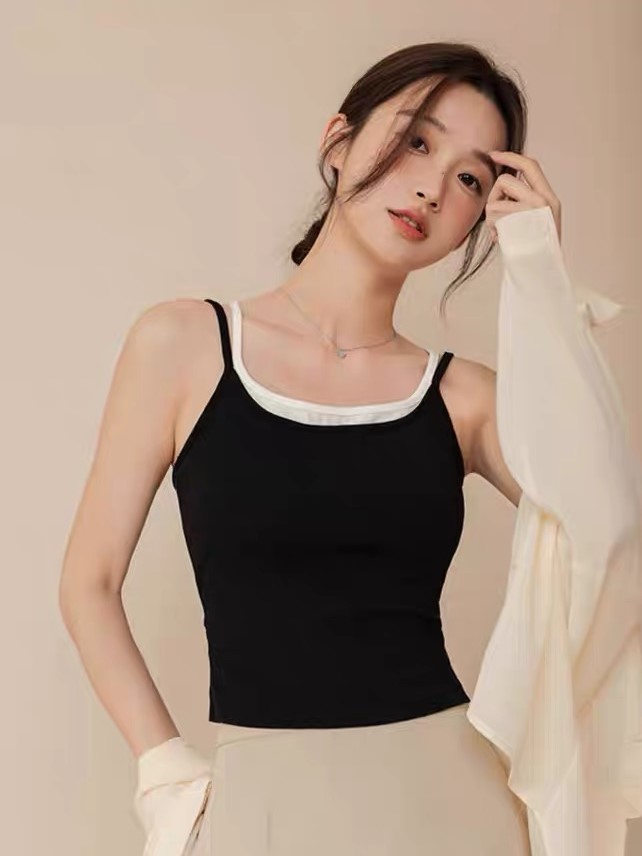 Leura Fake Two Pieces Strappy Padded Top