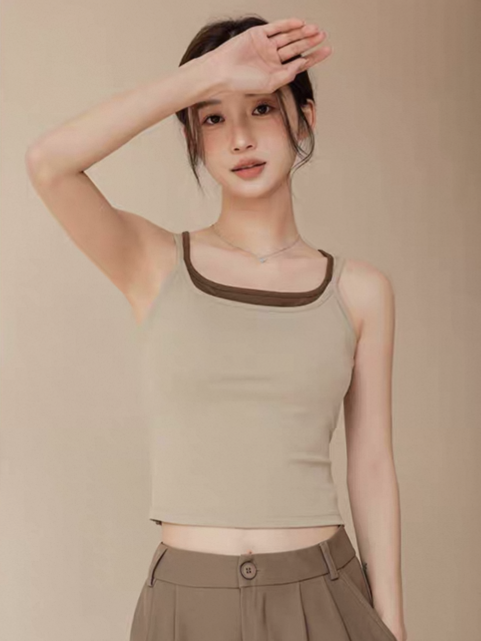 Leura Fake Two Pieces Strappy Padded Top