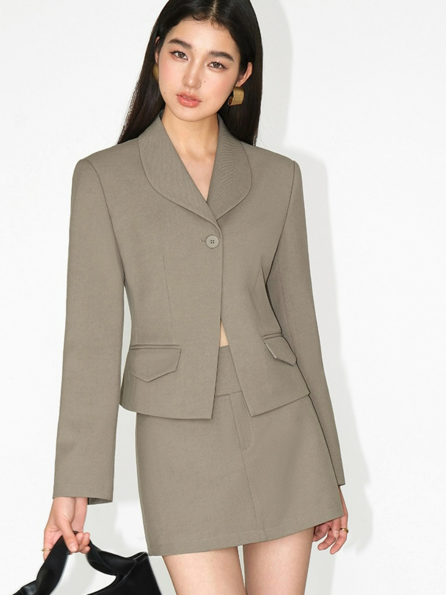 Kendall Single Button Short Blazer-The Black Bow-