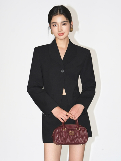 Kendall Single Button Short Blazer-The Black Bow-
