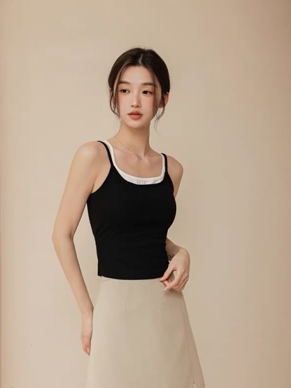 Leura Fake Two Pieces Strappy Padded Top