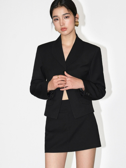 Kendall Single Button Short Blazer-The Black Bow-
