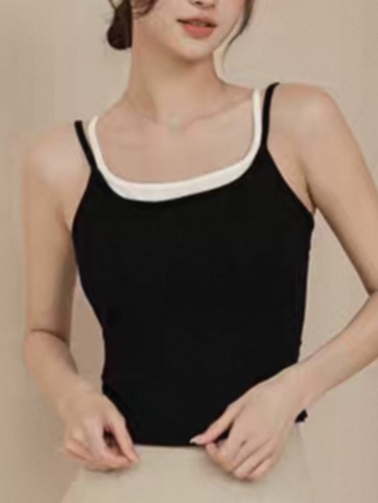 Leura Fake Two Pieces Strappy Padded Top