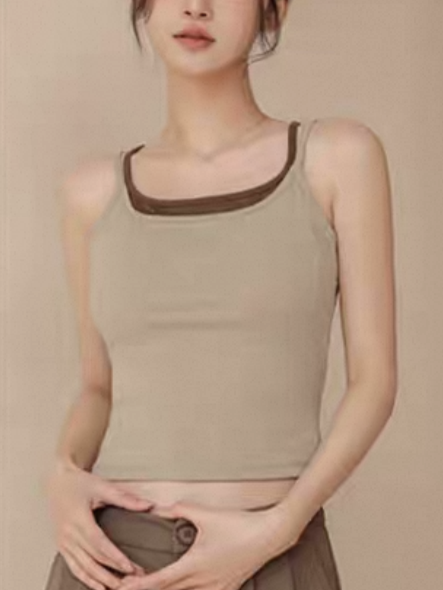 Leura Fake Two Pieces Strappy Padded Top