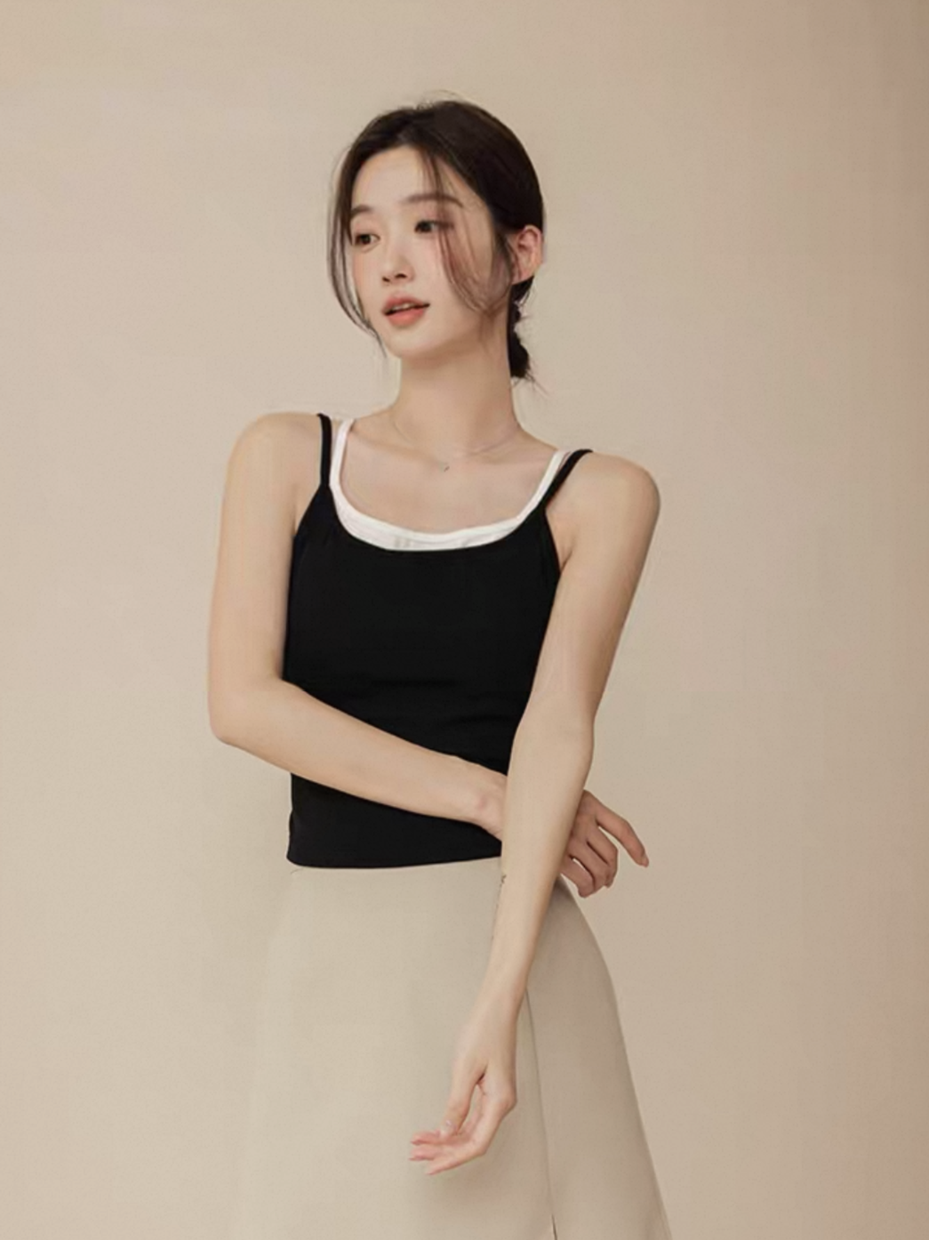Leura Fake Two Pieces Strappy Padded Top