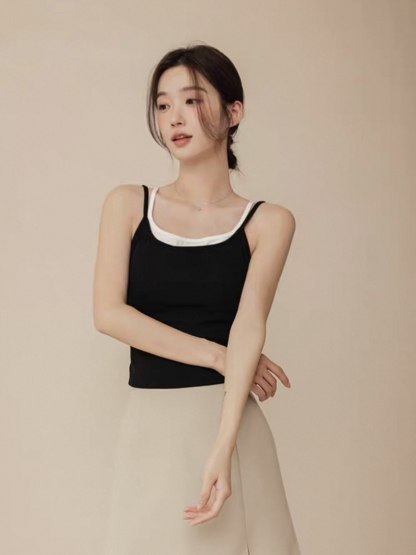 Leura Fake Two Pieces Strappy Padded Top