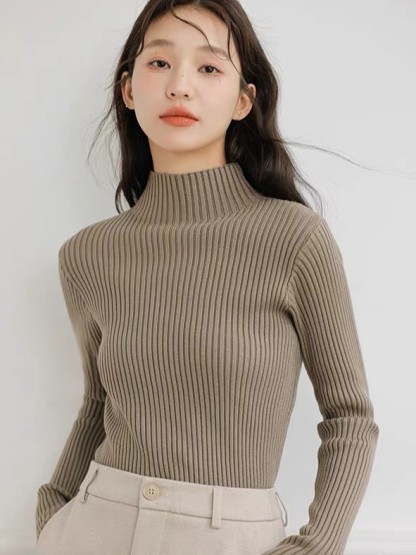 Lola High Neck Ribbed Knit Top