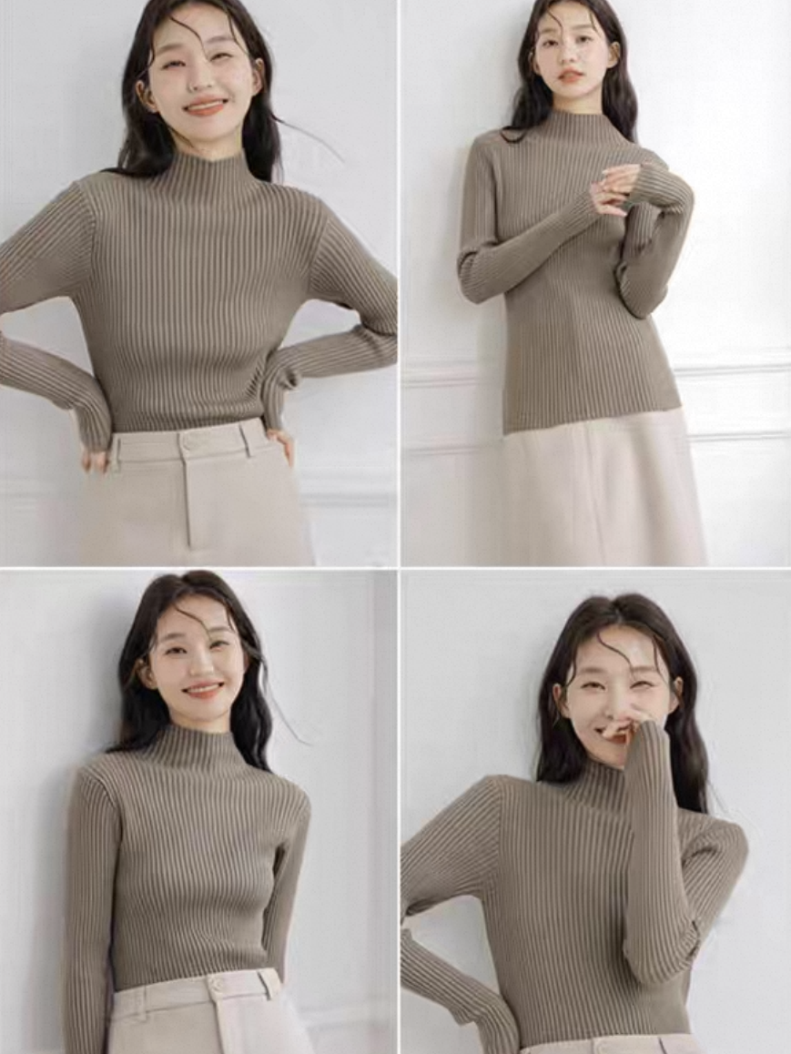 Lola High Neck Ribbed Knit Top