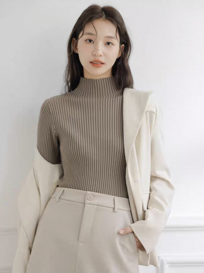 Lola High Neck Ribbed Knit Top