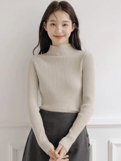 Lola High Neck Ribbed Knit Top