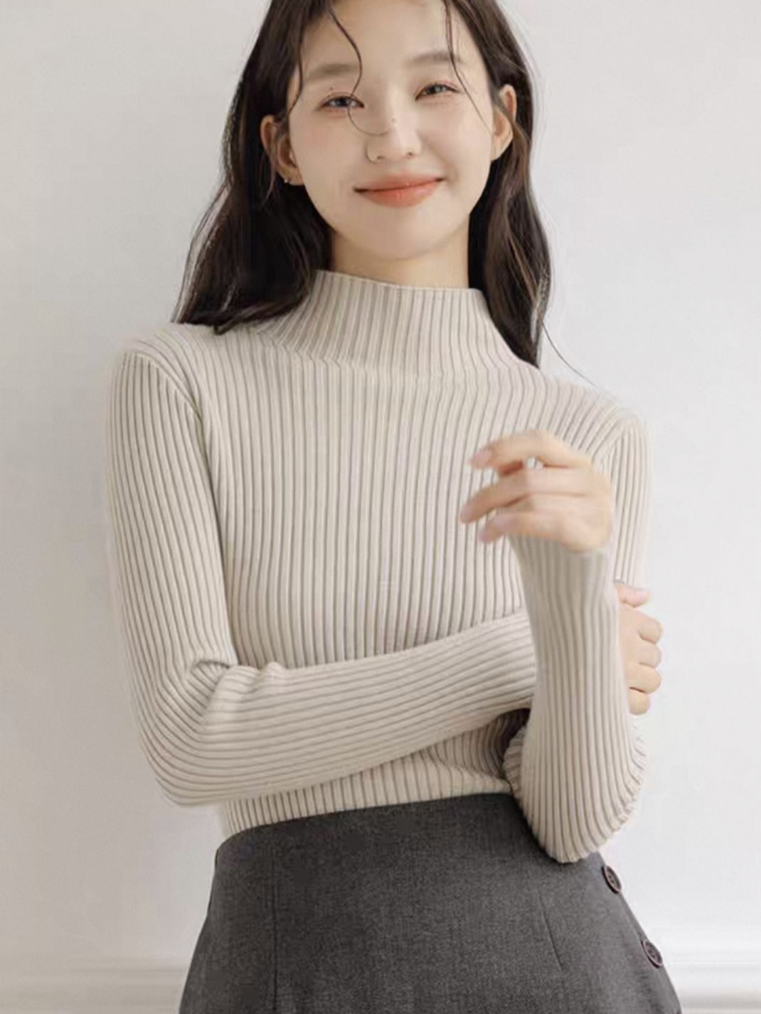 Lola High Neck Ribbed Knit Top