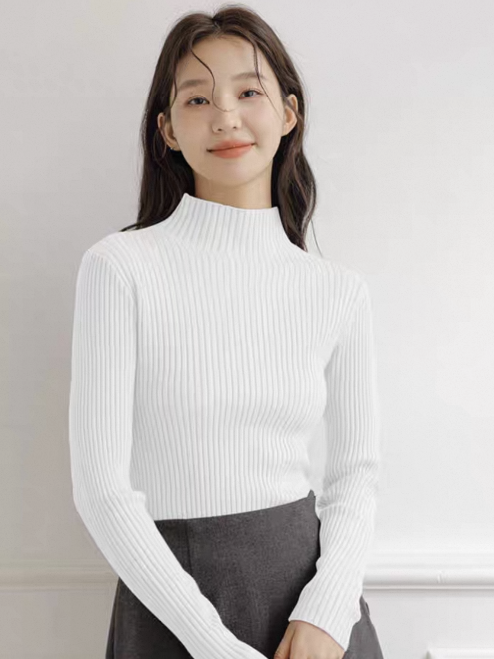 Lola High Neck Ribbed Knit Top