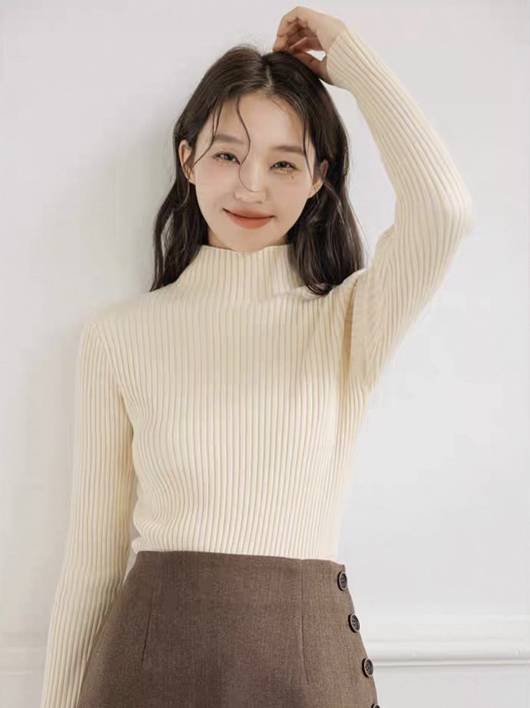 Lola High Neck Ribbed Knit Top