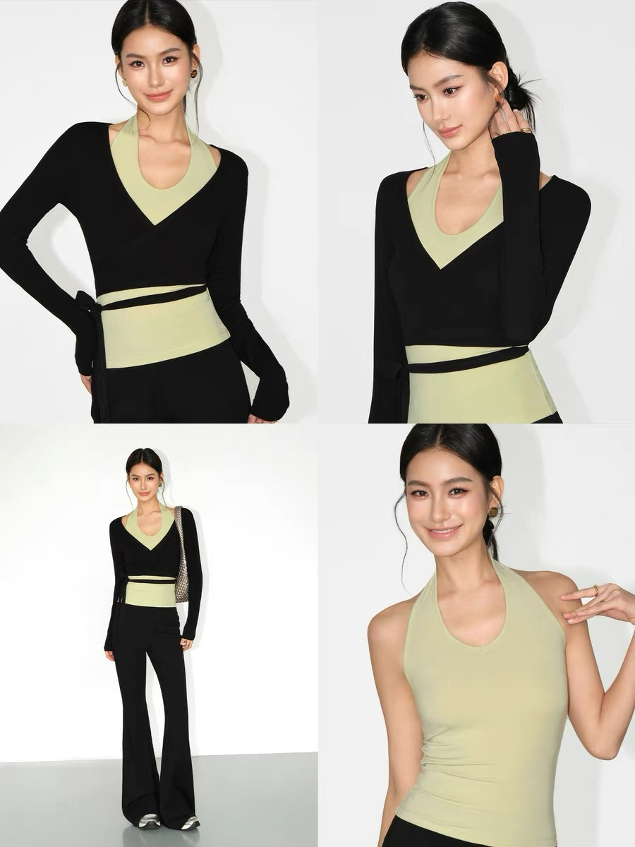 Jasper Tie Up Long Sleeve Top & Jaxon Halter Neck Singlet-The Black Bow-