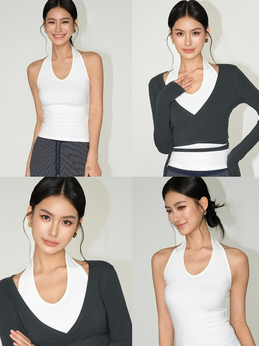 Jasper Tie Up Long Sleeve Top & Jaxon Halter Neck Singlet-The Black Bow-