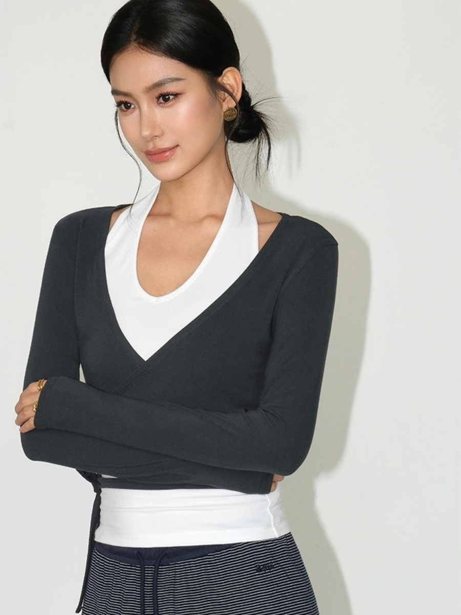 Jasper Tie Up Long Sleeve Top & Jaxon Halter Neck Singlet-The Black Bow-