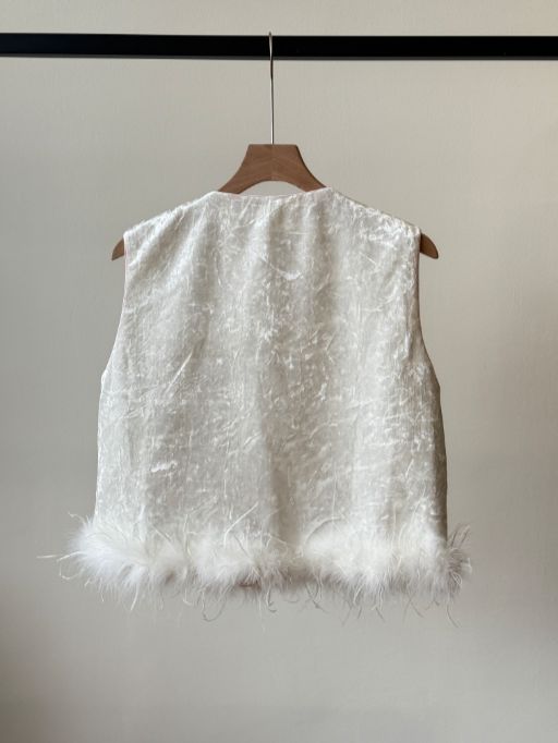 Shuang Mu Feather Trip Sequin Oriental Vest