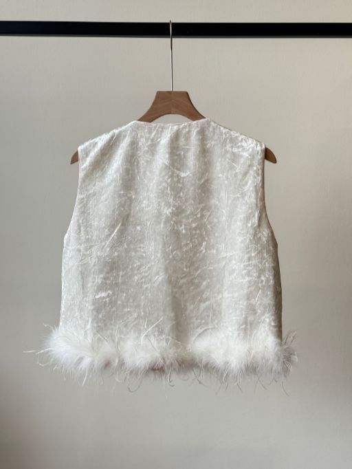 Shuang Mu Feather Trip Sequin Oriental Vest