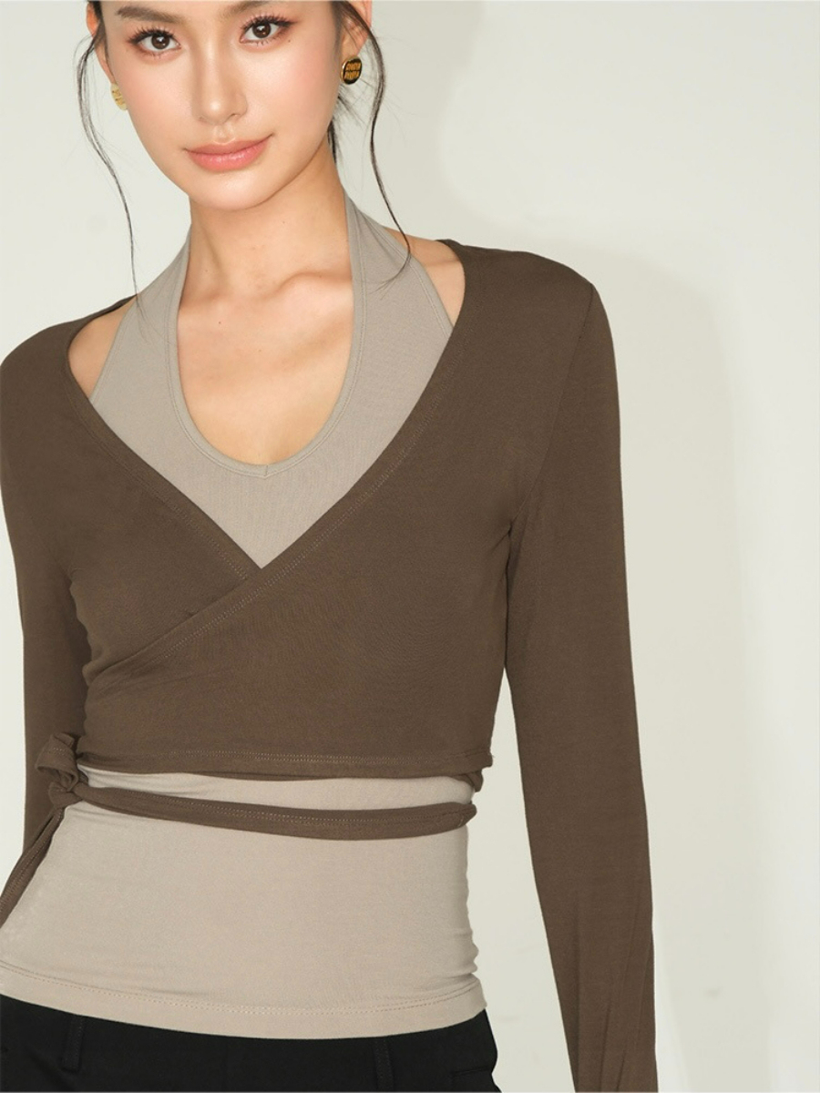 Jasper Tie Up Long Sleeve Top & Jaxon Halter Neck Singlet-The Black Bow-