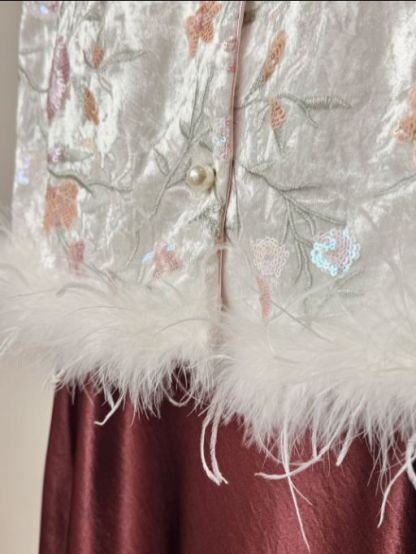 Shuang Mu Feather Trip Sequin Oriental Vest