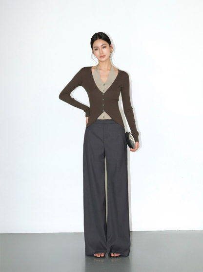 Julian Fake Two Pieces Halter Neck Knit Top-The Black Bow-