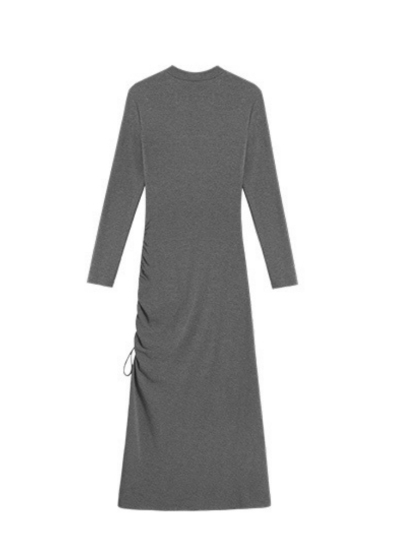 Jessyca Mid Neck Drawstring Side Slide Dress-The Black Bow-