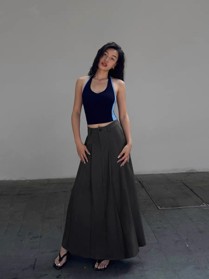 Maite Pleaded OL Skirt-The Black Bow-