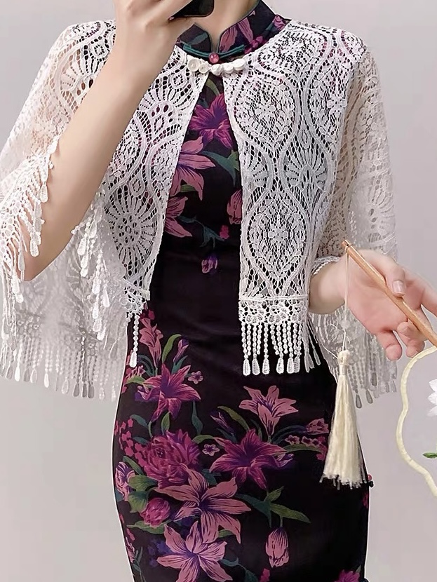 Ci Na Cap Sleeve Floral Cheongsam