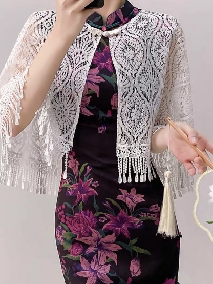 Ci Na Cap Sleeve Floral Cheongsam