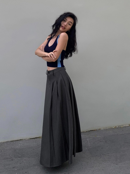 Maite Pleaded OL Skirt-The Black Bow-