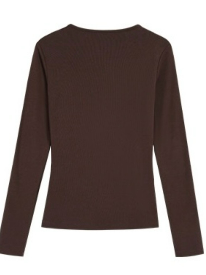 Janey Asymmetric Collar Long Sleeve Knit Top-The Black Bow-
